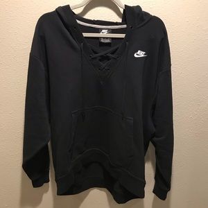 High-Low Black Women’s Black Laced Nike Hoodie